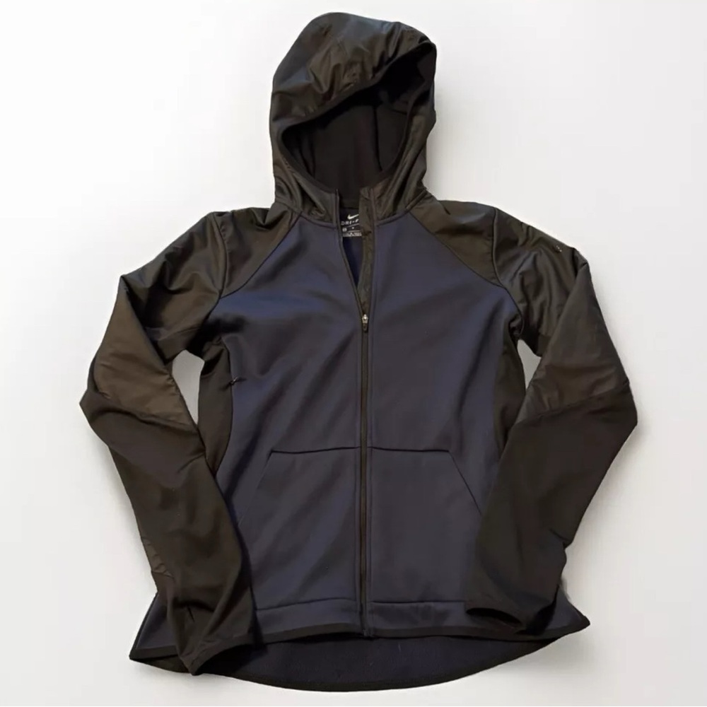 Nike Dri Fit Running Full Zip Hoodie Long Sleeve Shirt Black‎ Women’s SZ Medium